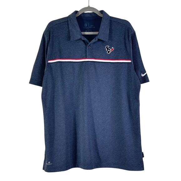 Nike NFL Houston Texans Stripe Dri-Fit Polo Shirt in Navy Blue - Picture 3 of 10